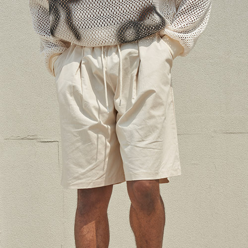 Cotton Bermuda Banding Pants-Beige